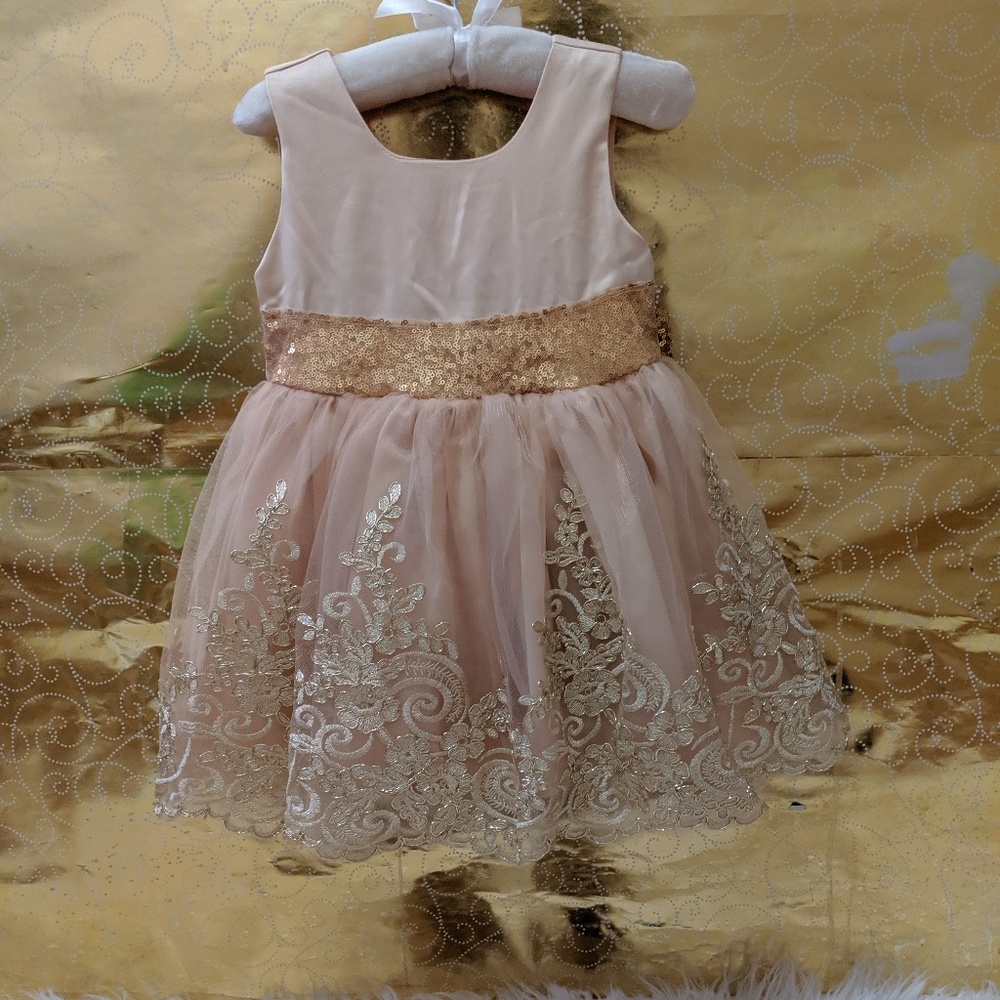 Gold Princess Sequin Bow Dress